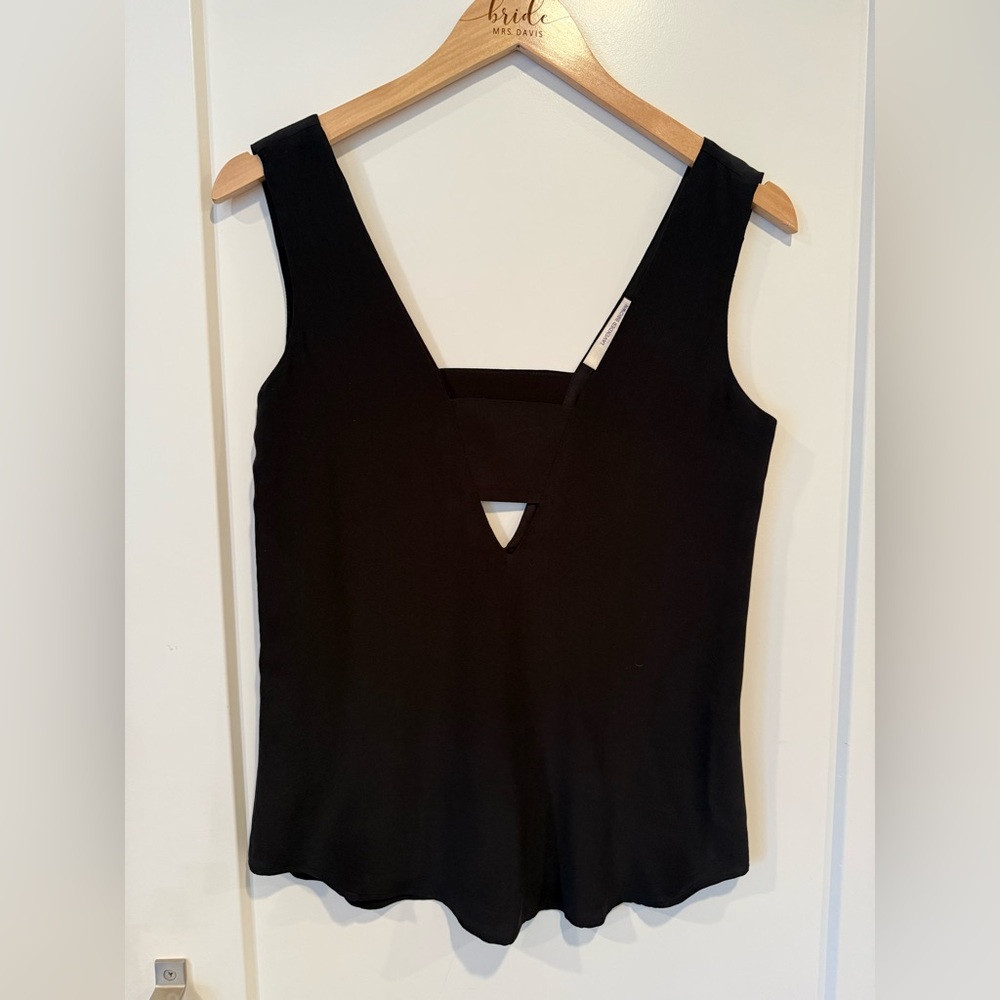Lavender Brown black tank with cutouts in front and back